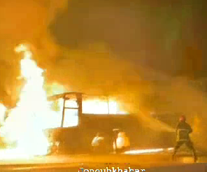 آتش سوزی اتوبوس مسافربری یاسوج - بوشهر